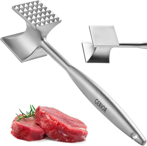 Meat Mallet Tenderizer Tool - Stainless Steel Chicken Hammer Flattener, Pounder for Kitchen, Food, Cooking - Dishwasher Safe Meat Beater