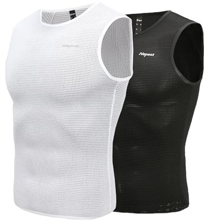 Nepest Base Layer Herren Ärmellos Ultralight, Atmungsaktiv | Herren Mesh Unterhemd Baselayer, Eng Anliegend, Komfortabel, Fahrrad Weste, Rennrad Unterhemd, Sleeveless Baselayer, Sommer