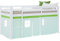Homestyle4u Hochbett 90x200 grün Vorhang Kinderbett mit Rausfallschutz Leiter Holz Kiefer Massiv Lattenrost