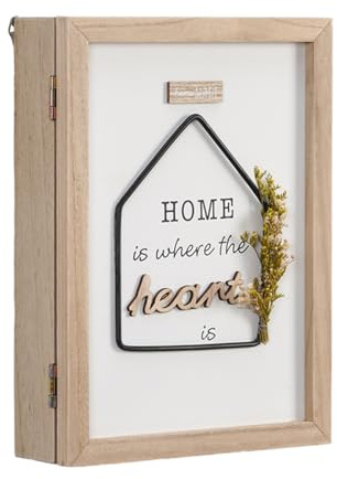 Nicear Porte-clés Armoire à clés murale Boîte à clés en bois avec 6 crochets à clés Armoire à clés de ferme rustique décorative pour porte d'entrée Couloir Bureau Décoration de la maison