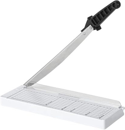 Papierschneider A4 Hebelschneider Manuell Schneidemaschine,mit R4 Eckenrunder, Höchste Präzision Papierschneidemaschine mit Metallbasis zum Schneiden Papier,Fotopapier,Arbeitskarton (Weiß)