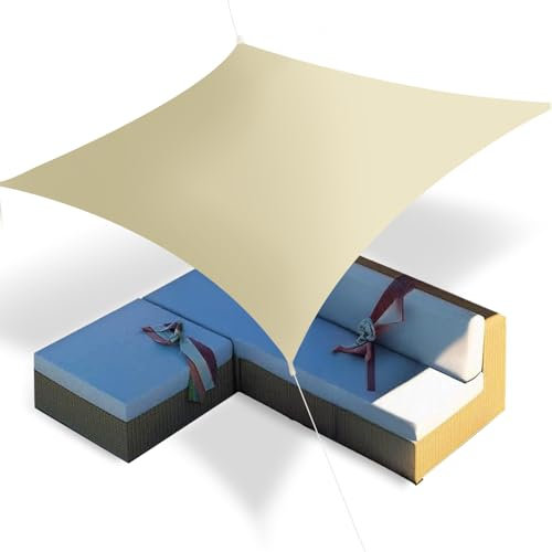 Zendea - Tenda da Sole per Esterno Quadrata 5x5 m con Protezione UV e Trattamento Idrorepellente - Telo in Poliestere 210D Facile da Montare per Giardino, Terrazzo e Cortile