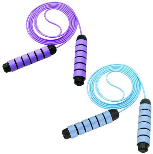 MUNSKT 2 Pièces Corde à Sauter Enfant Corde a Sauter Reglable avec Poignées en Mousse Pour Garçons Et Filles 3-12 ans de Combustion Graisses de Fitness