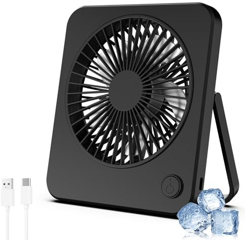 Hianjoo USB Ventilator, Mini Ventilator Leiser, Tischventilator mit 3 Geschwindigkeiten, USB Lüfter Desk Fan für Büro, Zuhause und Schlafzimmer [Schwarz] Stromversorgung über USB, Keine Batterie