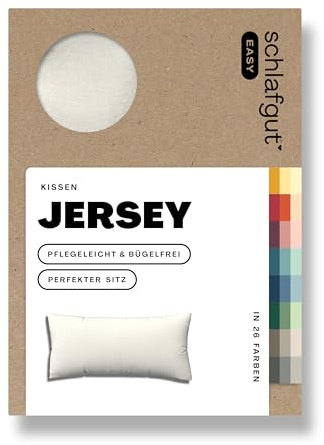 schlafgut Easy Jersey Kissenbezug 40x80 cm 100% Baumwolle, Off-White | Kopfkissenbezug, Kissenhülle, Weiß, Jersey, Ton-in-Ton Reißverschluss, bügelfrei, OEKO-TEX, atmungsaktiv