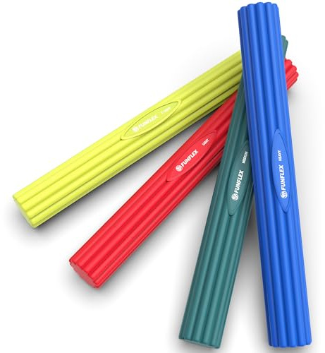FUNFLEX Flexible Widerstand Stange Set, verschiedene Stärken - Tennisarm Bar, Griffkraft Training, Hand und Finger - Fitness Widerstandsstange, Unterarm & Handgelenk - Krafttraining