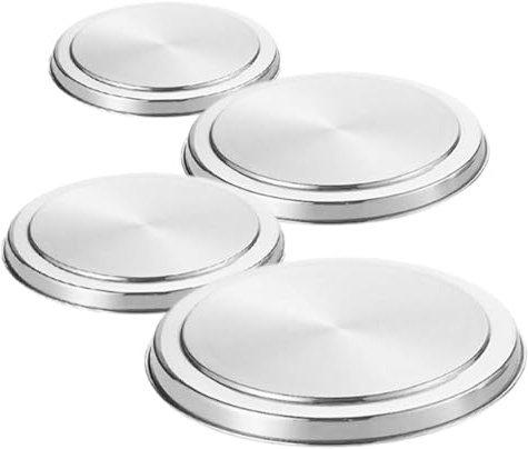 DOITOOL 4 pièces Couvercles Brûleurs Cuisinière Inox Ronds Protection Plan Travail Cuisine Adaptés Plaques Électriques Finition Miroir Argenté