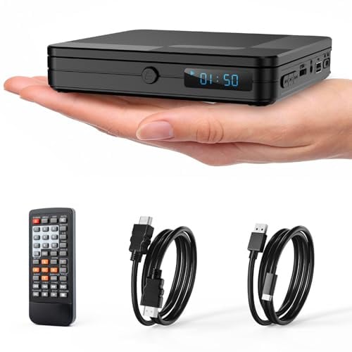Homlab Mini DVD Player for TV, Multi Region Free, 1080P HD, Remote Included
