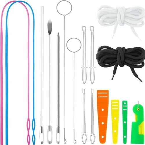 17 Stück Durchziehnadel Set,Einfädler für Kordelzüge,Nadeleinfädler Gummiband,Kordel Einfädler Werkzeug für DIY Kordel Einfädler Clip Nähwerkzeug für Jogginghosen,Kapuzenpullis