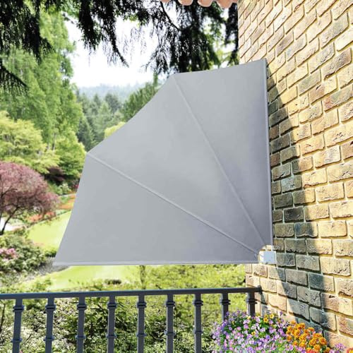 Mokuyary Faltbarer Balkonfächer Grau 140×140 cm Garten-Sichtschutz Windschutz für Balkon & Terrasse