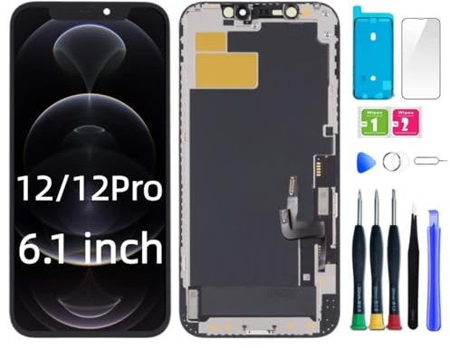 bstdianzi Pantalla de Repuesto para iPhone 12/12 Pro de 6,1 Pulgadas, Pantalla LCD con 3D Touch, Conjunto de digitalizador con Herramientas de reparación