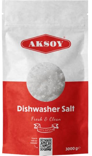 Aksoy Dishwasher Salt 3kg, 100% Pure Granular Salt, Effective Limescale Protection for Dishwashers, Prevents Scale Build Up, Cleaner Shinier Glassware, Suitable for All Machines