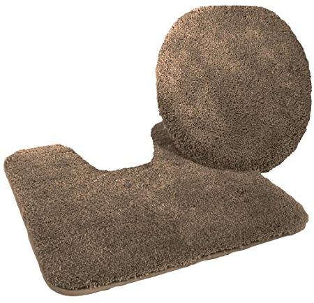 Kinzler J-10052/52 Mikrofaser Bademattenset 2-teilig, WC-Deckelbezug 47 x 50 cm, und Vorleger mit Ausschnitt 50 x 55 cm, braun