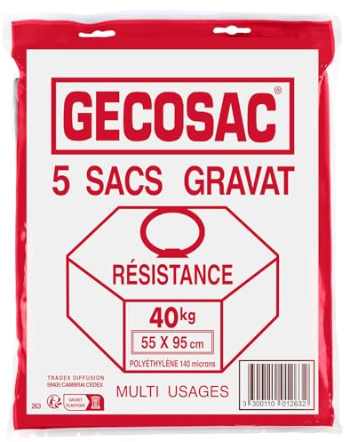 Gecosac Sacs gravats levée de charge 40 kg, polyéthylène, Universel, 55 x 95 cm