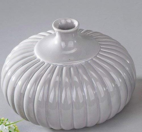 Keramik Vase Kürbis sortiert weiss oder taupe Art.708434