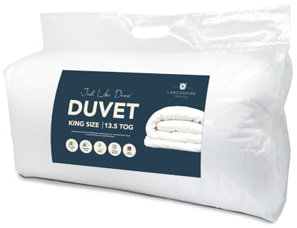 Lancashire Textiles British Anti Allergy 13.5 Tog Microfiber Duvets | All Year Round Soft & Fluffy Duvet | Available for single, Double, King & Super King (King, 13.5 Tog, 230 x 220 Cm)