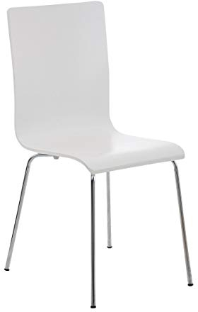 CLP Besucherstuhl Pepe I Ergonomisch Geformter Lehnstuhl Mit Holzsitz I Stabiles Metallgestell I Komfort Und Stil Mit Robuster Konstruktion, Farbe:weiß