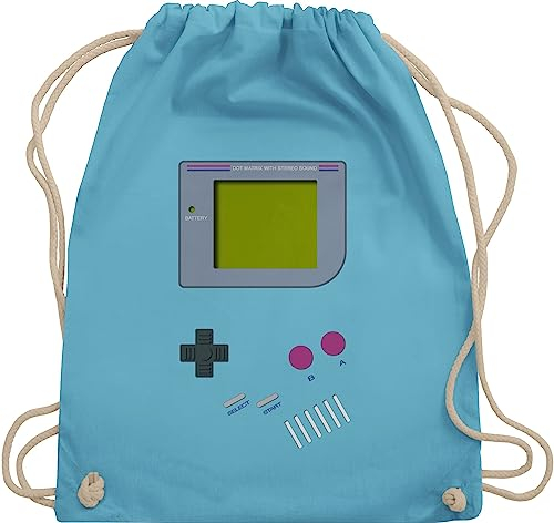 Shirtracer Turnbeutel Rucksack - Karneval & Fasching - Taschen - Gameboy | Nerds I 90s I 90iger I Fastnacht I Fasnacht I Fasnet - Unisize - Hellblau - retro outfit karnevalsbeutel faschings 90 beutel