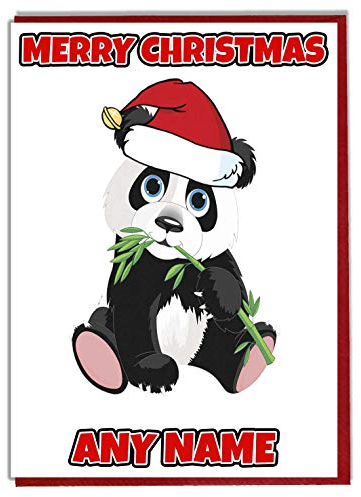 AK Giftshop Lustige personalisierte Panda-Weihnachtskarte