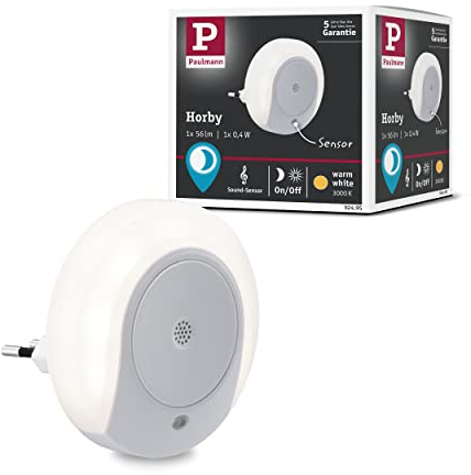 Paulmann 92495 Stecker Nachtlicht Horby rund Weiß mit Dämmerungs- und Geräuschsensor