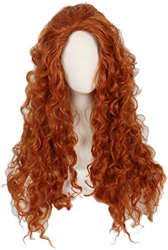 Linfairy Long Curly Orange Perücke Kostüm Halloween Cosplay -Perücke
