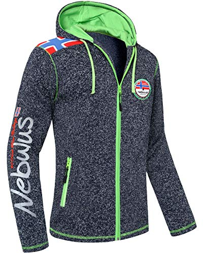 Nebulus Herren Fleecejacke NORSKA, warme Fleece Jacke, mit langem Full-Zip Reißverschluss, Navy meliert - L