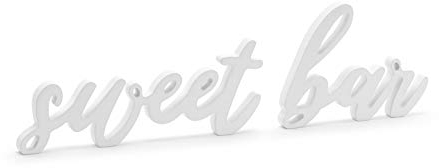 Miss Lovely Deko-Aufsteller Sweet BAR Holz-Schriftzug Schild in weiß - Hochzeit Hochzeits-Dekoration Candy-Bar Deko-Aufsteller Hochzeits-Zubehör Dekoration Accessoires