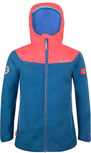 Trollkids Girls Bergen Jacket 140, Midnight Blue/Coral