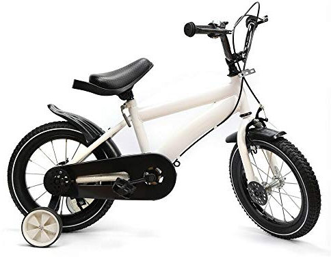 OUKANING Kinder Fahrrad 14 Zoll BMX Fahrrad für Mädchen und Jungen Kinderfahrrad Kinderrad mit Stützräder Weiß
