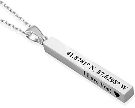 EVER2000 Personalisierte Ketten für Damen,Herren Gravur,Bar Halskette Gravur Namenskette Quader Stab Collier Geschenk für Freuen, Herren, Freundin, Freund
