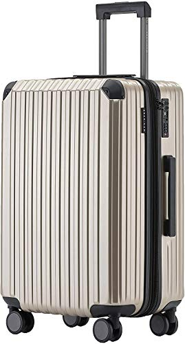 Münicase M816 TSA-Schloss Koffer Reisekoffer Trolley Kofferset Hardschale Boardcase (Champagner, Mittler Koffer)