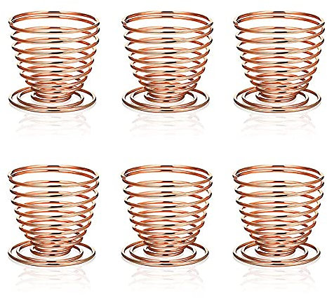 Stainless Steel Air Plant Stand, Tillandsia Air Plants Holder, Spiral Airplant Container, Mini Cactus Display Stand, Home and Office Decoration, Pack of 6, Rose Gold