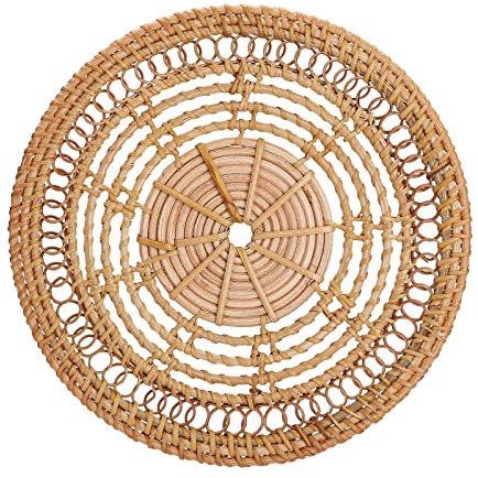 FGYZYP Handgefertigter gewebter Wandkorb zum Aufhängen, rund, Boho, einzigartige Weiden-Wanddekoration, rustikal, dekorativ, Seegras, flache Körbe, Schalentablett für Zuhause, Tisch, Wandkunst,