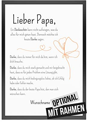 Personalisiertes Bild als Geschenk für Papa, schöne besondere Geschenkidee für Vater (Danke #3, Papa)
