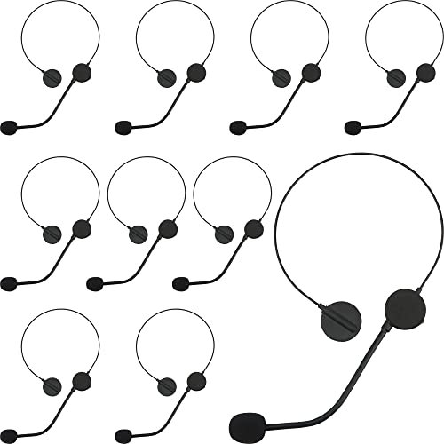 Cotiny 10 Pack Microphone Headset Toy Microphone Headband Costume Props Fake Rockstar Pop Singer Cosplay Accessories for Costume Makeup Party Prop