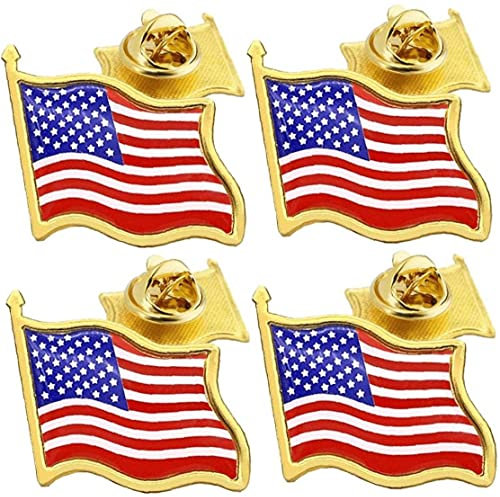 Amerikanische Flagge Revers Pin, 4 Pcs Wellen Usa Flaggen Brosche Pin