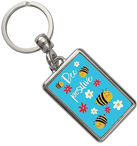 speecheese Bee positive Schlüsselanhänger mit Bienen-Motiv praktischer Schlüsselring als hübsche Geschenkidee für Autoschlüssel und Schlüsselbund