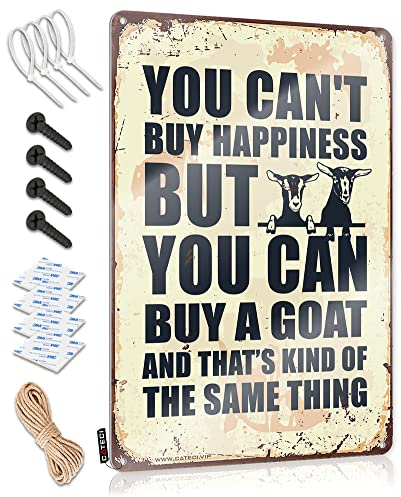 Bro Höhlen-Schild You Can't Buy Happiness But You Can Buy A Goats Metallschild Mancave Schilder und Dekoration Fußball Americana Dekor (Größe: 30 x 40 cm)