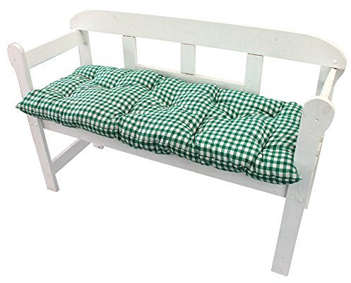 NYVI Bankauflage Ibiza 110x45 cm Grün Kariert 2er Set - Polsterauflage für Gartenbänke Gemütlich & Langlebig - Sitzauflagen für Bänke Outdoor & Indoor - Sitzkissen Auflage Bank Sitzbank