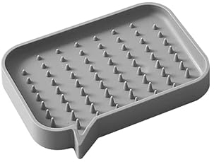 3Cboutique Silicone Self Draining Soap Dish, Bar Soap Holder Storage Tray for Bathroom Shower, Soap Dish, Sponges Bar Soap Holder for Shower/Bathroom Self Draining Tray (Grey)