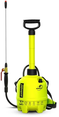 TerraDomi Kalksprüher 5 Liter Premium Drucksprüher | Gartenspritze für Kalkgemische, Ölpräparate oder Holzschutzmittel | Entwickelt mit Mischer im Inneren und breitem Durchfluss