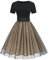 Odizli Rockabilly Kleider Damen 50er Jahre Petticoat Kleid Vintage Elegant Retro Kurzarm Mesh Polka Dot Tüllkleid Sommer Swing Coctailkleid Festlich Hochzeit Partykleid Kurz Abendkleid Schwarz M