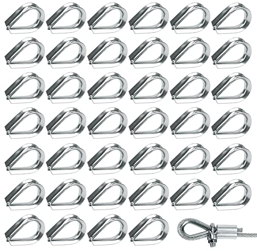 50 Piezas Dedal de Cuerda de Alambre M2 Cable de Dedales de Acero Inoxidable 304 Bucle de Cuerda de Alambre para Cable de Cuerda 2mm