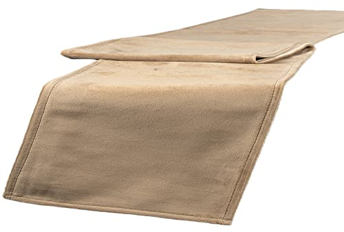 beties Samt&Sonders Tischläufer ca. 40x220 cm dekorativer Jeansnaht, aus deutschem Unternehmen in hochwertiger Qualität, Farbe: braun-beige
