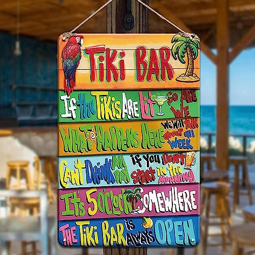 YOYI ART Tiki Bar Decor Panneau de plage Tiki Bar Signes Tiki Bar Accessoires Tiki Bar Accessoires Vintage en Métal pour la Maison, Patio, Extérieur, Piscine et Jardin Décoration Murale Art 20,3 x