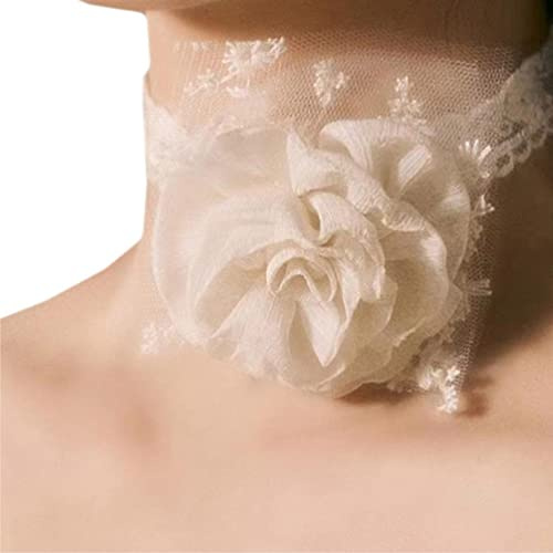 Navna Collane Girocollo in Pizzo con Fiori Rosa Collane con Fiori in Stoffa Rosa Collane con girocolli da Sposa Regalo per Le Donne Collana con Rose per Nuziale della Sposa