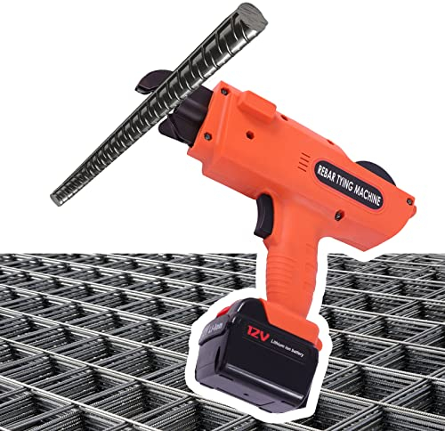 12V Elektrische Rebar Bindemaschine, Bewehrungsverbinder Rebar Drahtbinder Automatisch Handheld Handumreifungsgerät, Wiederaufladbares Rebar-Tier-Werkzeugset für 6-25mm Bindebereich mit 2x Akku