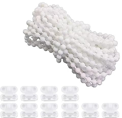 KALUROIL Chainette Store Stores à bandes verticales - Chaîne de Store de 10 mètres avec 10 connecteurs d'accouplement pour Remplacement de Store Enrouleur (Blanc)