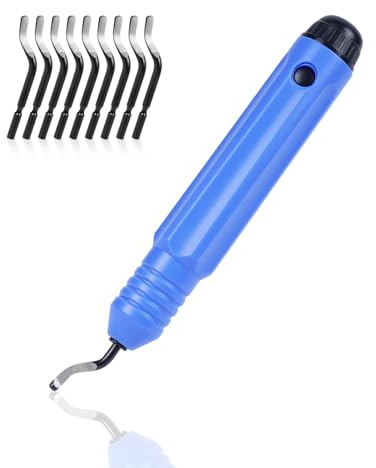 Flintronic Sbavatore di Attrezzi Set, Sbavatura Strumento Universale con 10 Lame HSS 360 ° Lame di Sbavatura in Plastica Rotanti per Stampe 3D Tubi, Plastica, Alluminio, Rame, PVC e Acciaio