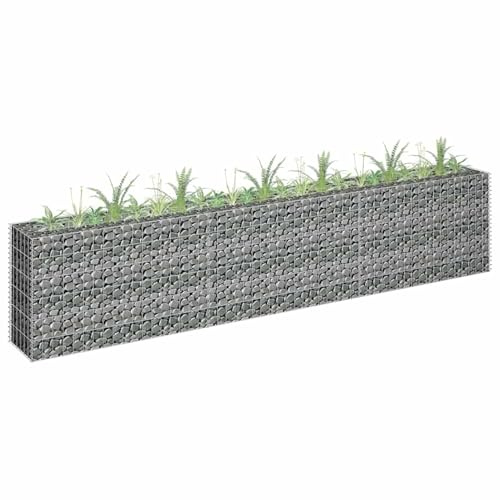 Homgoday Gabbione per aiuola rialzata in acciaio galvanizzato, 270 x 30 x 60 cm, cesti in gabbione, gabbie in metallo per pietre, set di divisori da parete